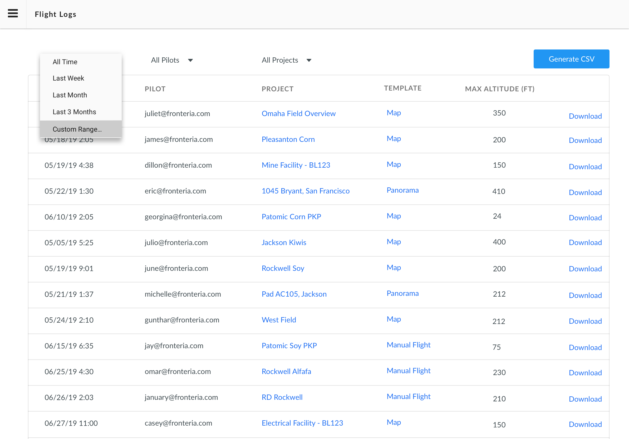 Flight Logs DroneDeploy