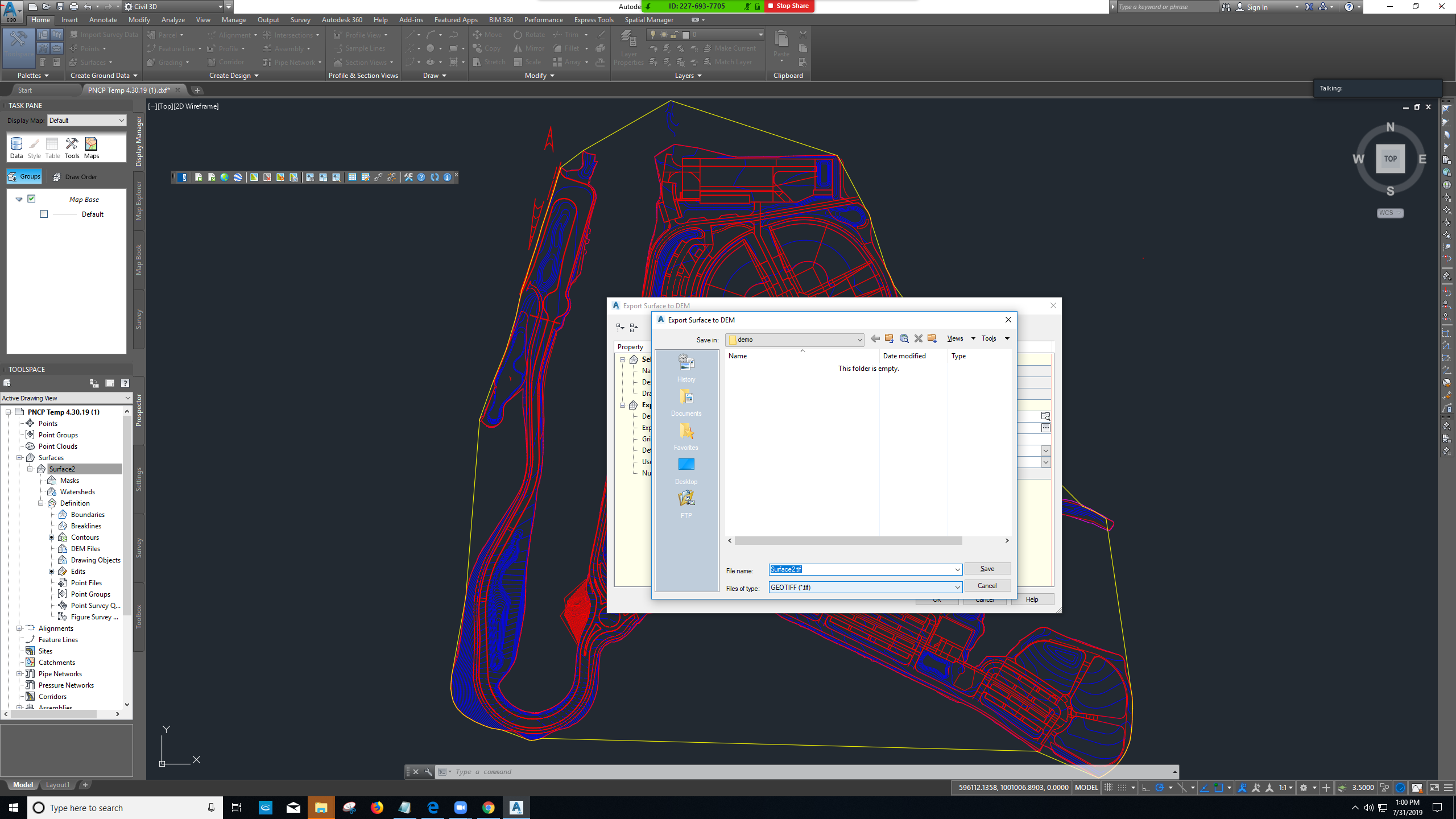 civil3d digital terrain model