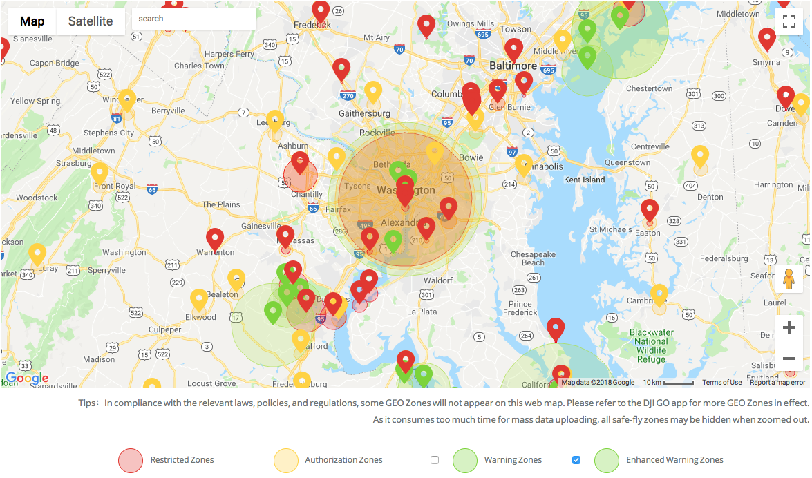 dji no fly map