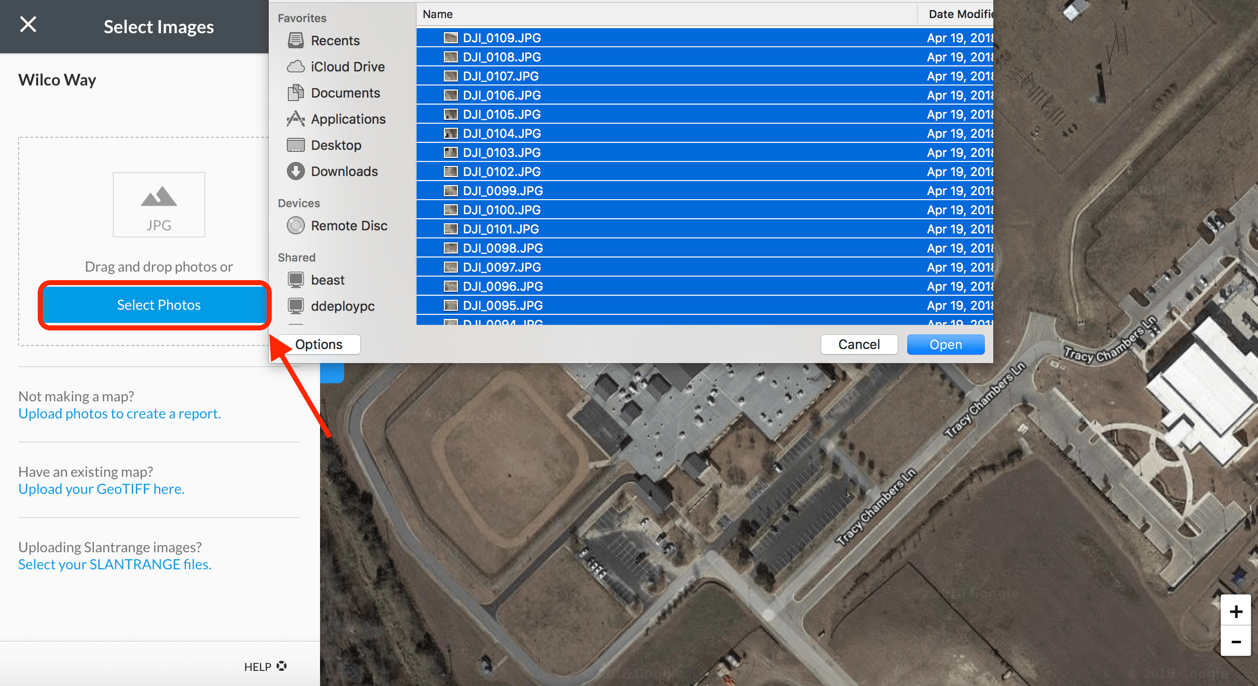 dronedeploy upload images