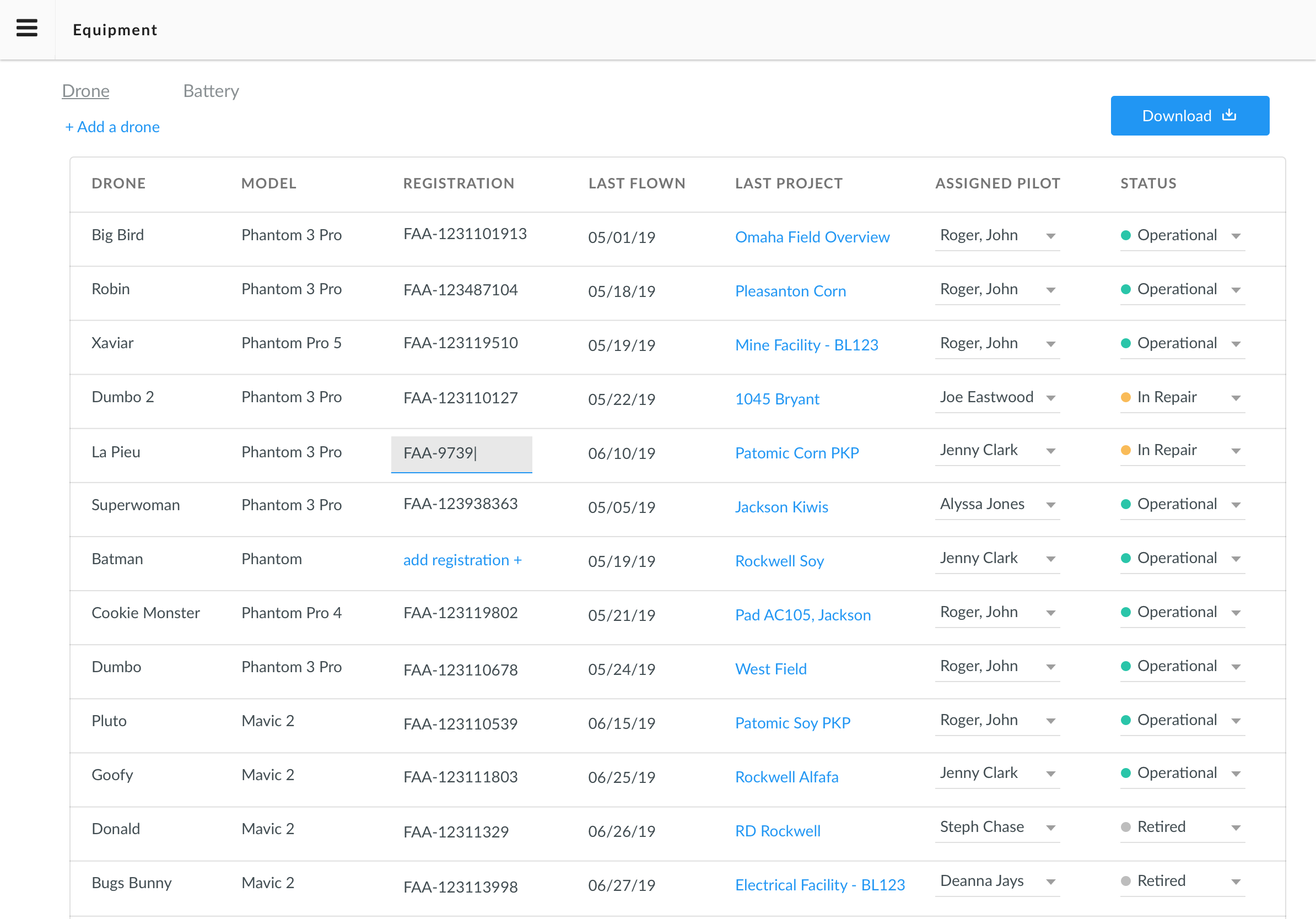 Equipment & Pilot Management – DroneDeploy